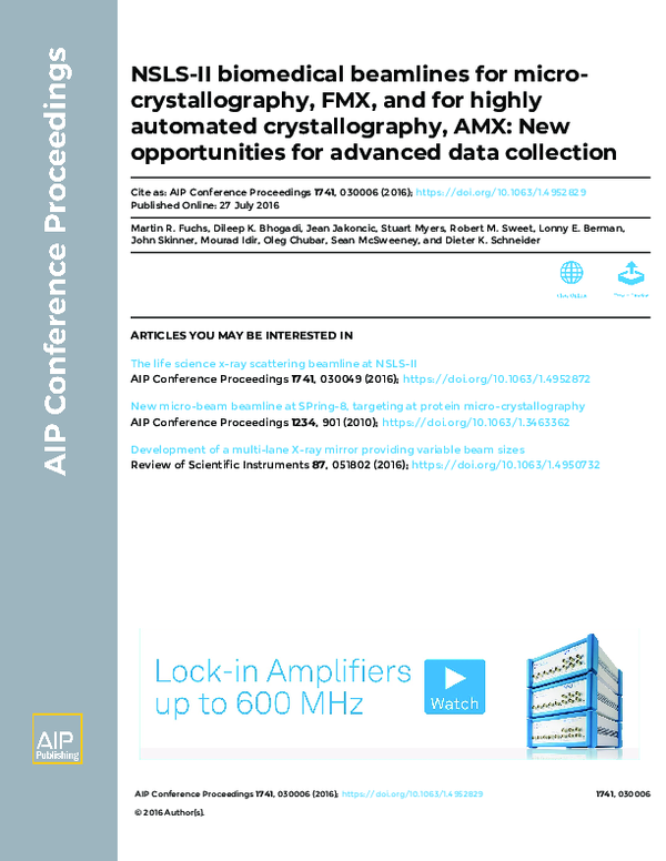 (PDF) NSLS-II biomedical beamlines for micro-crystallography, FMX, and ...