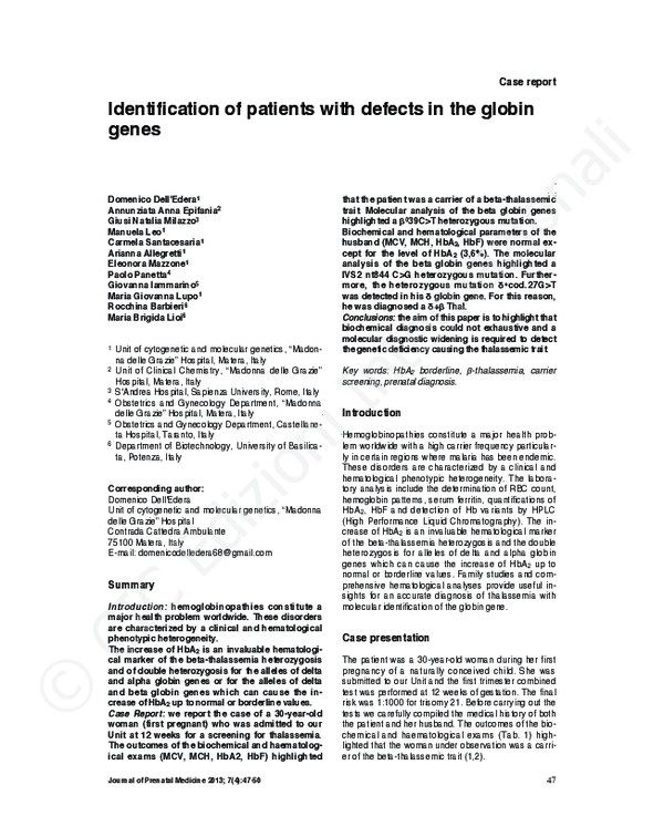(PDF) Identification of patients with defects in the globin genes by ...