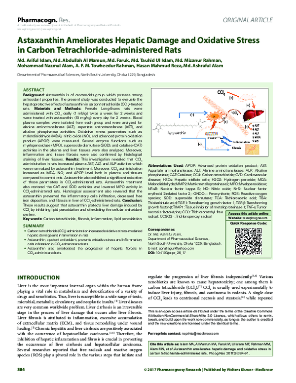 (PDF) Astaxanthin Ameliorates Hepatic Damage and Oxidative Stress in ...