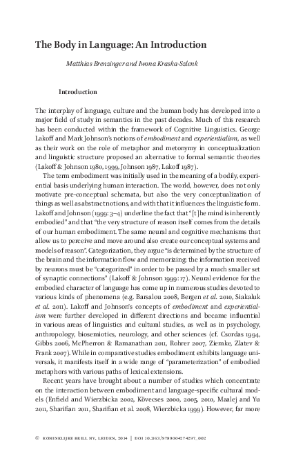 (PDF) The Body in Language: An Introduction