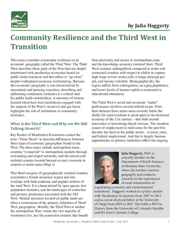 (PDF) Community Resilience and the Third West in Transition