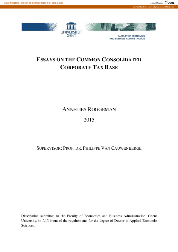 (PDF) Essays on the Common Consolidated Corporate Tax Base
