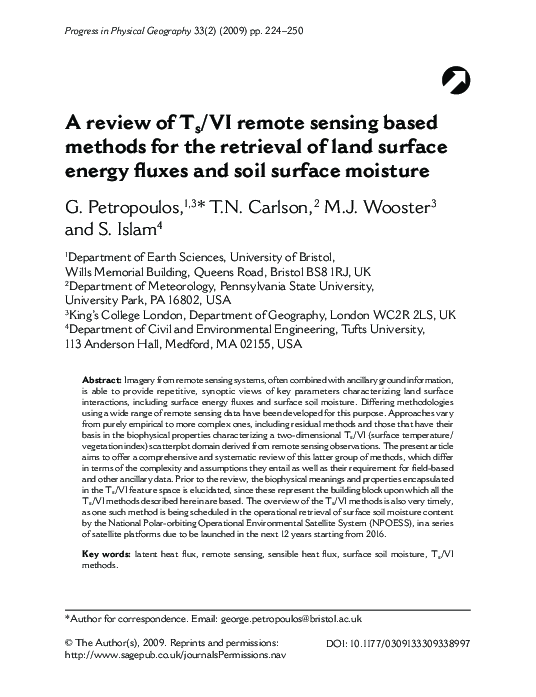 (PDF) A review of Ts/VI remote sensing based methods for the retrieval ...