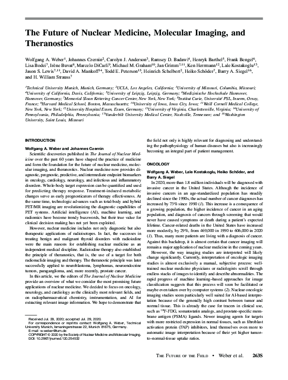 (PDF) The Future of Nuclear Medicine, Molecular Imaging, and Theranostics