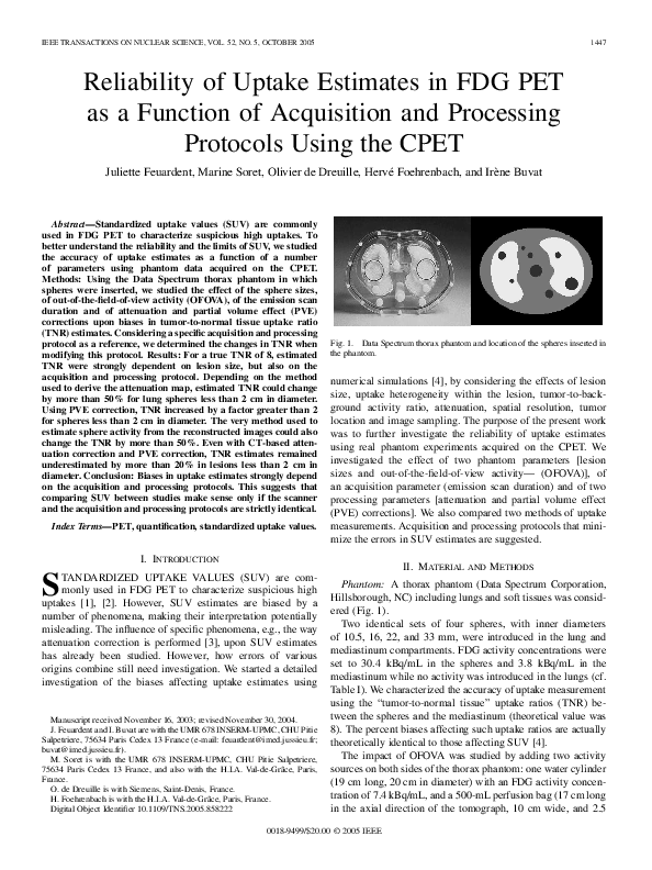(PDF) Reliability of uptake estimates in FDG PET as a function of ...