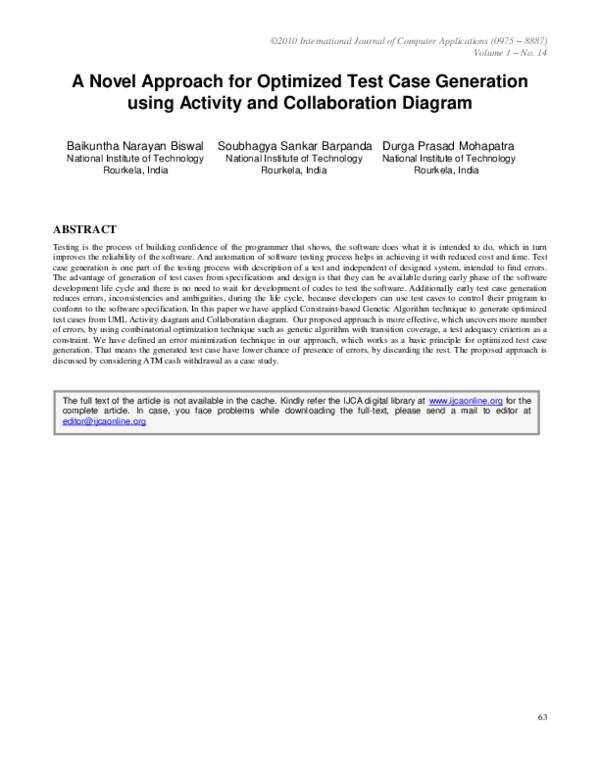 A Novel Approach for Optimized Test Case Generation Using Activity and ...