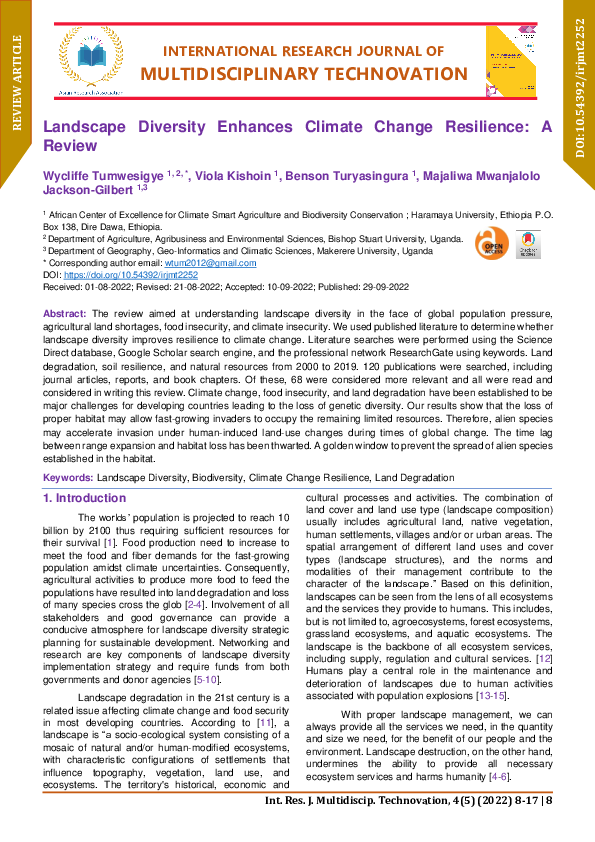 (PDF) Landscape Diversity Enhances Climate Change Resilience: A Review