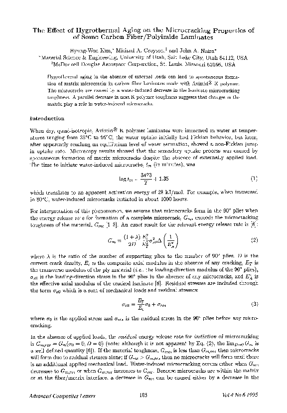 (PDF) The Effect of Hygrothermal Aging on the Microcracking Properties ...