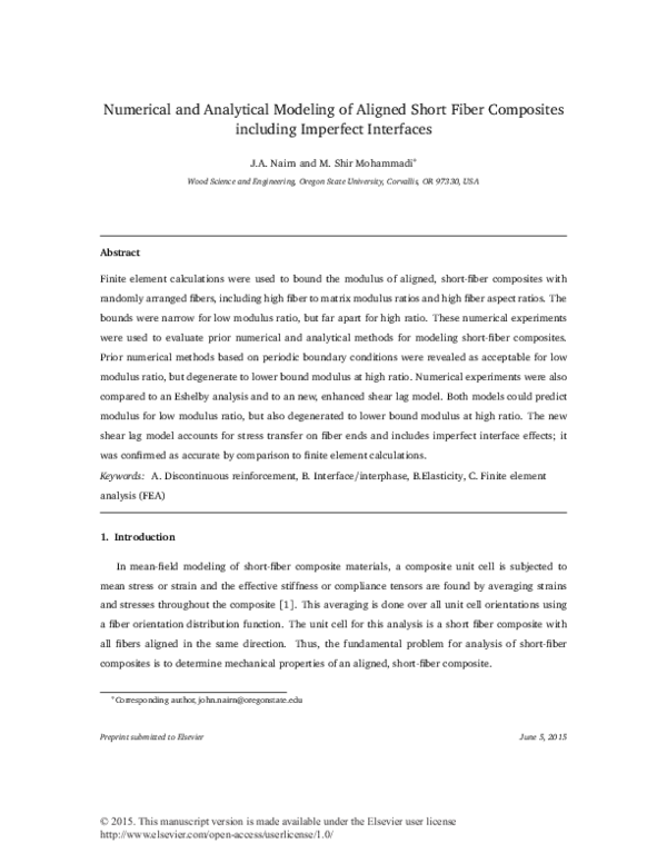 (PDF) Numerical and analytical modeling of aligned short fiber ...