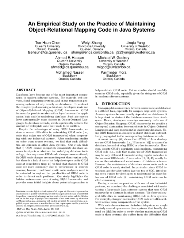 (PDF) An empirical study on the practice of maintaining object ...