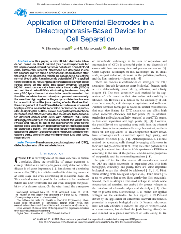 (PDF) Application of Differential Electrodes in a Dielectrophoresis ...
