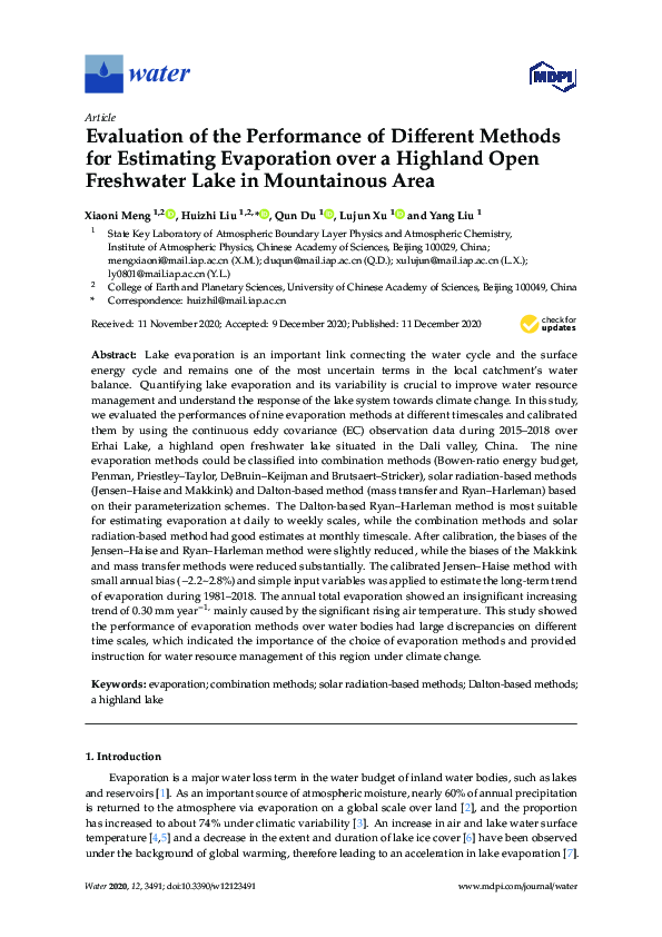 (PDF) Evaluation of the performance of different methods for estimating ...