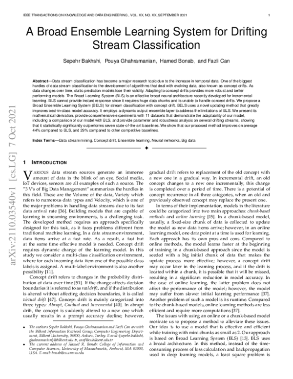 (PDF) A Broad Ensemble Learning System for Drifting Stream Classification