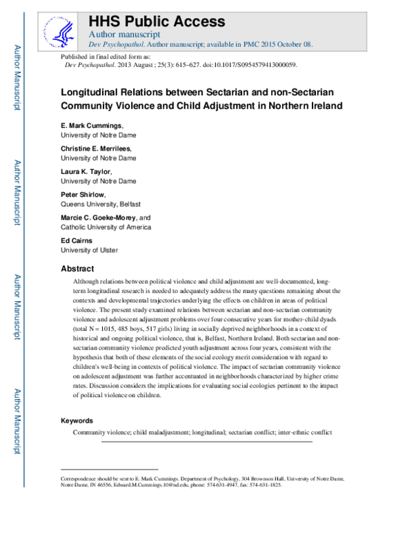 (PDF) Longitudinal relations between sectarian and nonsectarian ...