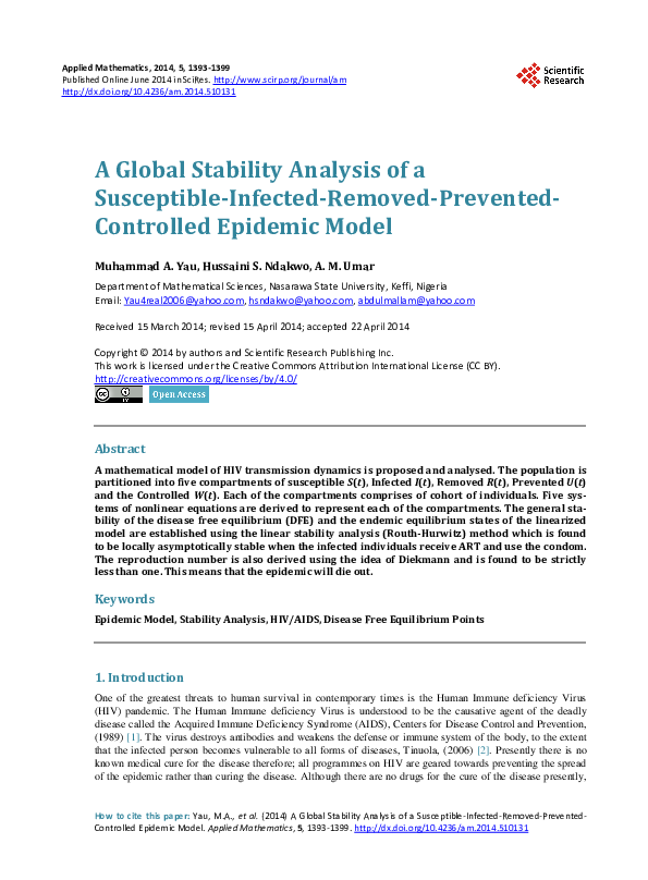 (PDF) A Global Stability Analysis of a Susceptible-Infected-Removed ...