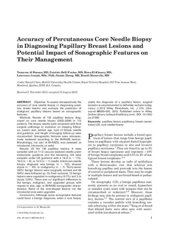 (PDF) Accuracy of percutaneous core needle biopsy in diagnosing ...