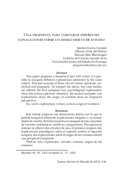 (PDF) Una Propuesta Para Comparar Diferentes Explicaciones Sobre Un ...
