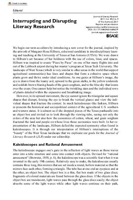 (PDF) Interrupting and Disrupting Literacy Research