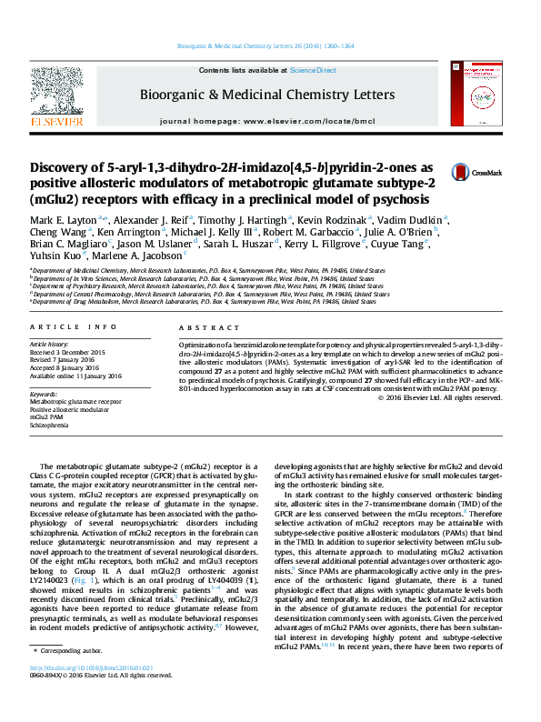 Discovery of 5-aryl-1,3-dihydro-2H-imidazo[4,5-b]pyridin-2-ones as positive allosteric modulators of metabotropic glutamate subtype-2 (mGlu2) receptors with efficacy in a preclinical model of psychosis