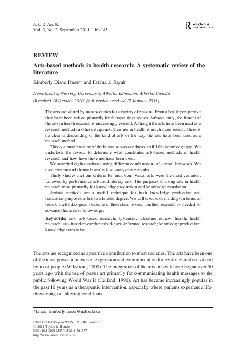 (PDF) Arts-based methods in health research: A systematic review of the ...