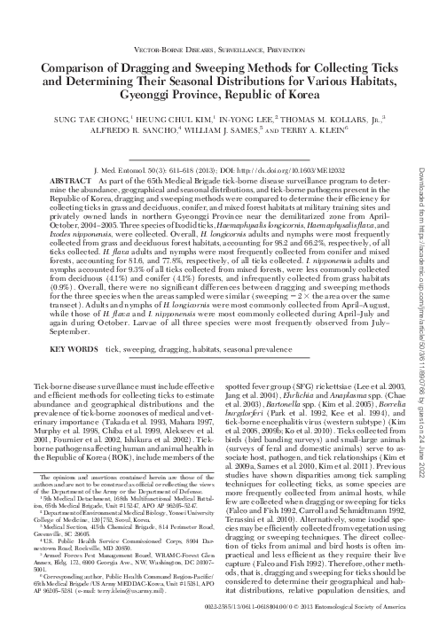 (PDF) Tick Collection Methods and Seasonal Distribution