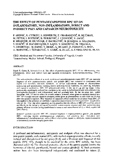 (PDF) The effect of pentadecapeptide BPC 157 on inflammatory, non ...