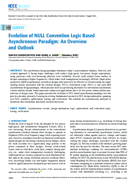 (PDF) Evolution of NULL Convention Logic Based Asynchronous Paradigm ...