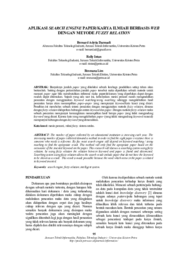 (PDF) Aplikasi Search Engine Paper/Karya Ilmiah Berbasis Web Dengan ...