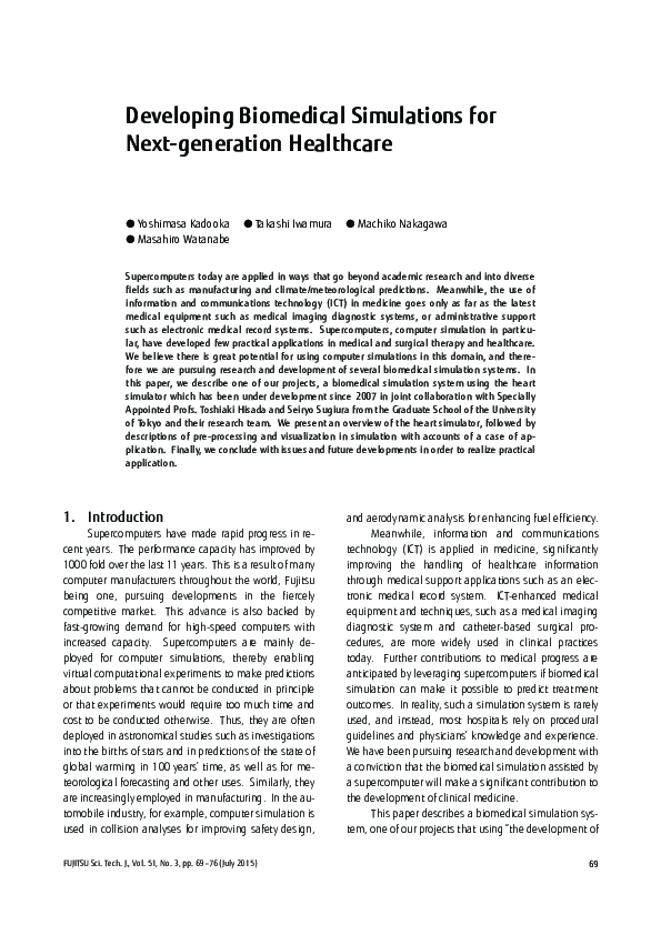 (PDF) Developing Biomedical Simulations for Next-generation Healthcare