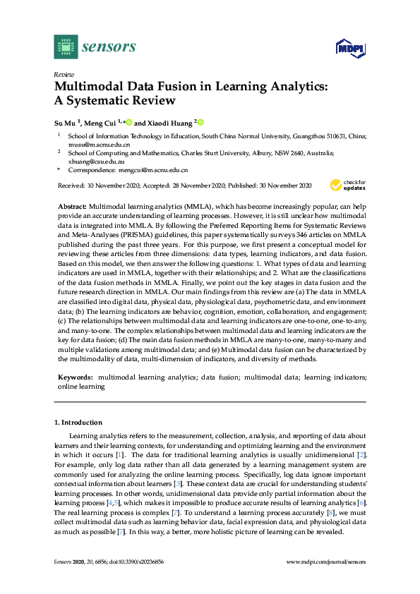(PDF) Multimodal Data Fusion in Learning Analytics: A Systematic Review