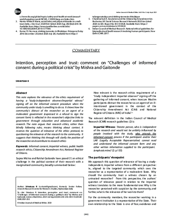 Pdf Intention Perception And Trust Comment On Challenges Of