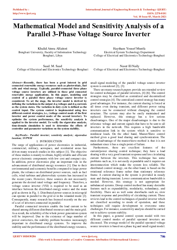 (PDF) Mathematical Model and Sensitivity Analysis of a Parallel 3-Phase ...