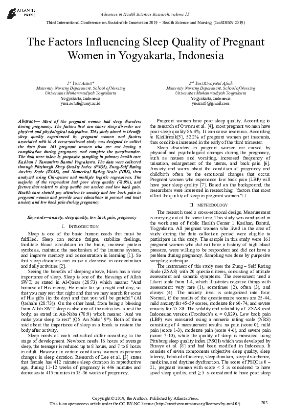 (PDF) The Factors Influencing Sleep Quality of Pregnant Women in ...