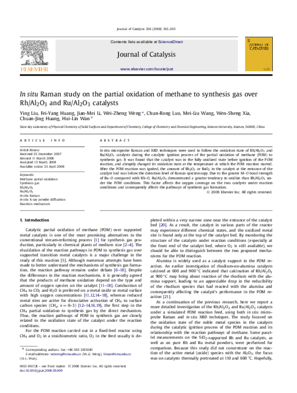 (PDF) In situ Raman study on the partial oxidation of methane to ...