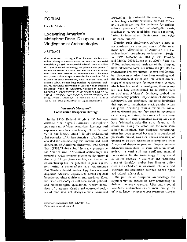 (PDF) Excavating America’s Metaphor: Race, Diaspora, and Vindicationist ...