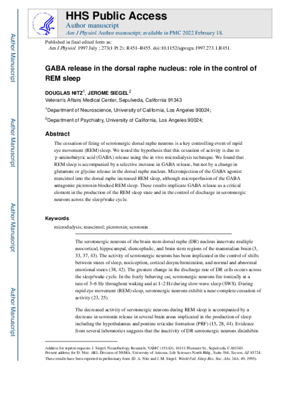 (PDF) GABA release in the dorsal raphe nucleus: role in the control of ...