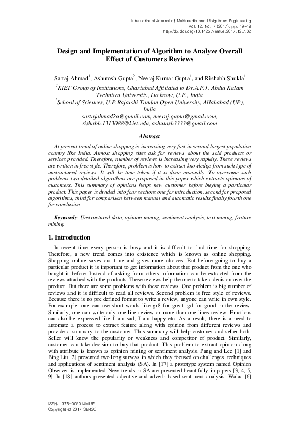 (PDF) Design and Implementation of Algorithm to Analyze Overall Effect ...