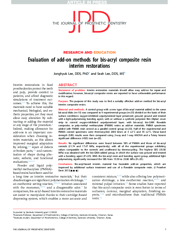 (PDF) Evaluation of add-on methods for bis-acryl composite resin ...