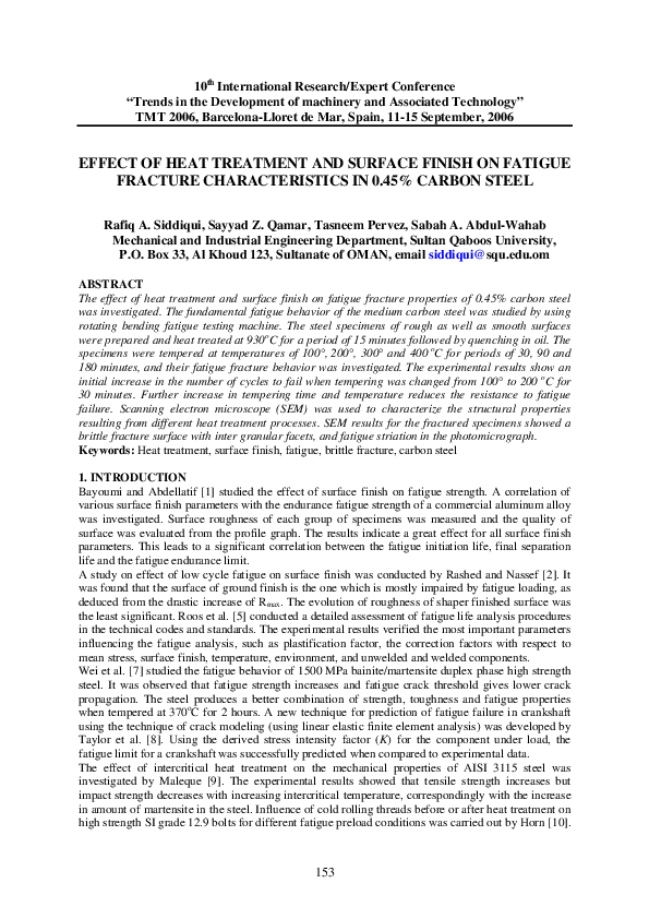 (PDF) Effect of Heat Treatment and Surface Finish on Fatigue Fracture ...