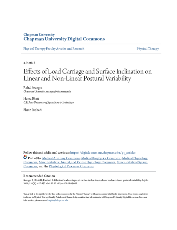 (PDF) Effects of load carriage and surface inclination on linear and ...
