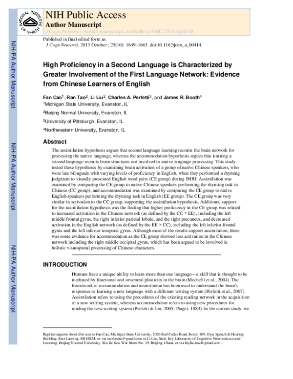 (PDF) High Proficiency in a Second Language is Characterized by Greater ...