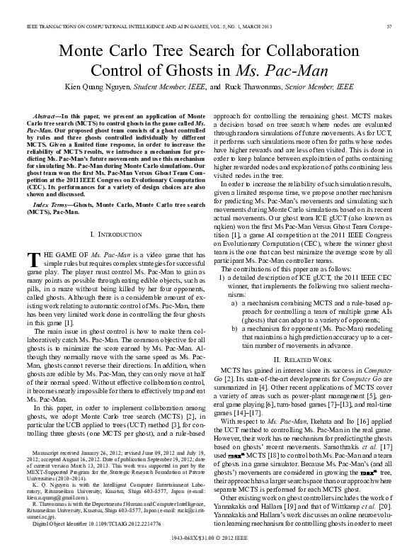 (PDF) Monte Carlo Tree Search for Collaboration Control of Ghosts in Ms ...