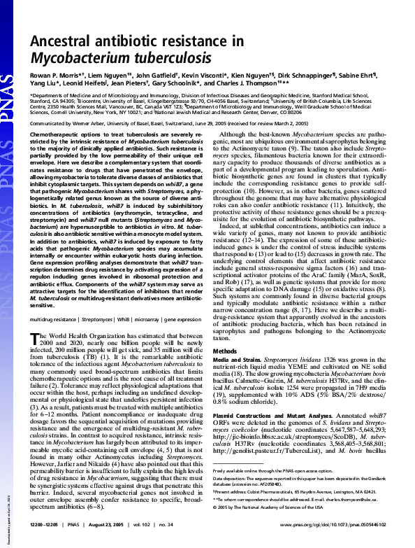 (PDF) Ancestral antibiotic resistance in Mycobacterium tuberculosis