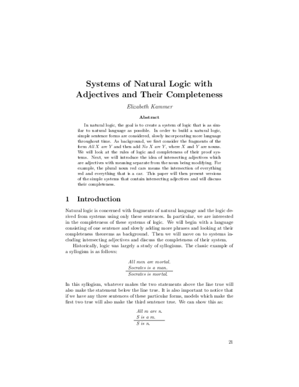 (PDF) Systems of Natural Logic with Adjectives and Their Completeness