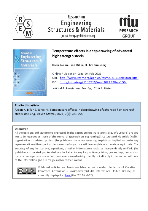 (PDF) Temperature effects in deep drawing of advanced high strength steels