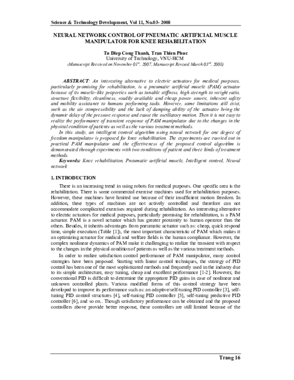 (PDF) Neural Network Control of Pneumatic Artificial Muscle Manipulator ...