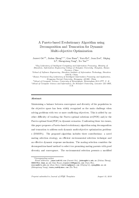 (PDF) A pareto-based evolutionary algorithm using decomposition and ...