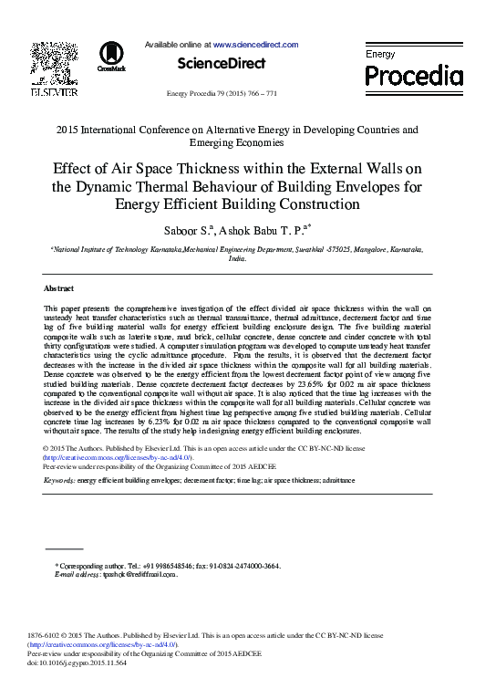 (PDF) Effect of Air Space Thickness within the External Walls on the ...