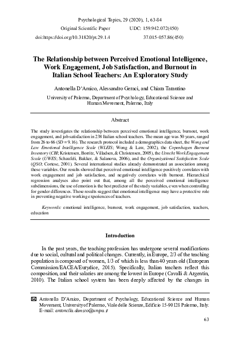 (PDF) Relationship between the perceived emotional intelligence of ...