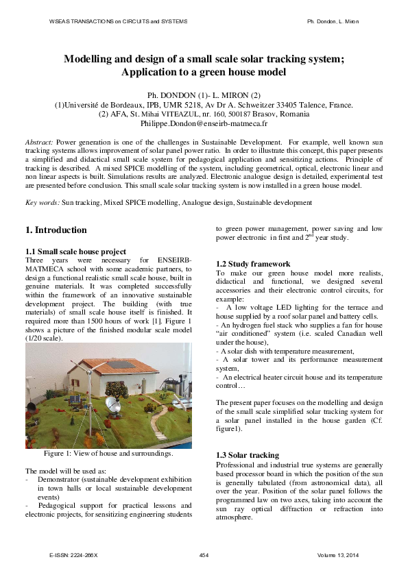 (PDF) Modelling and design of a small scale solar tracking system ...